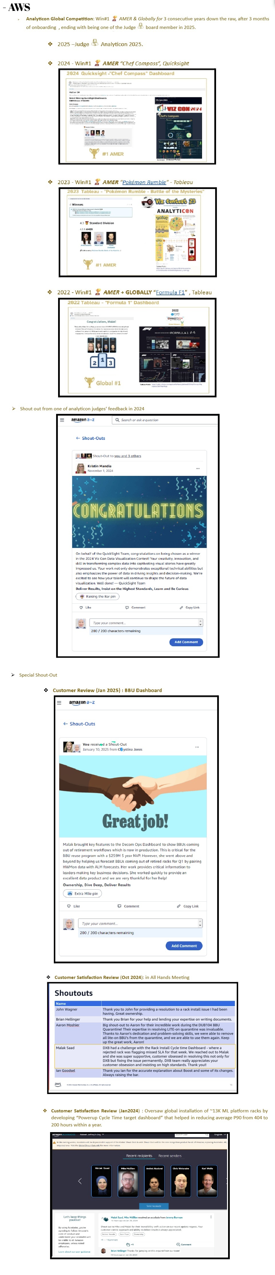 AWS recognition and award